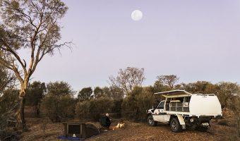The full moon rises over our camp on the Birdsville Track