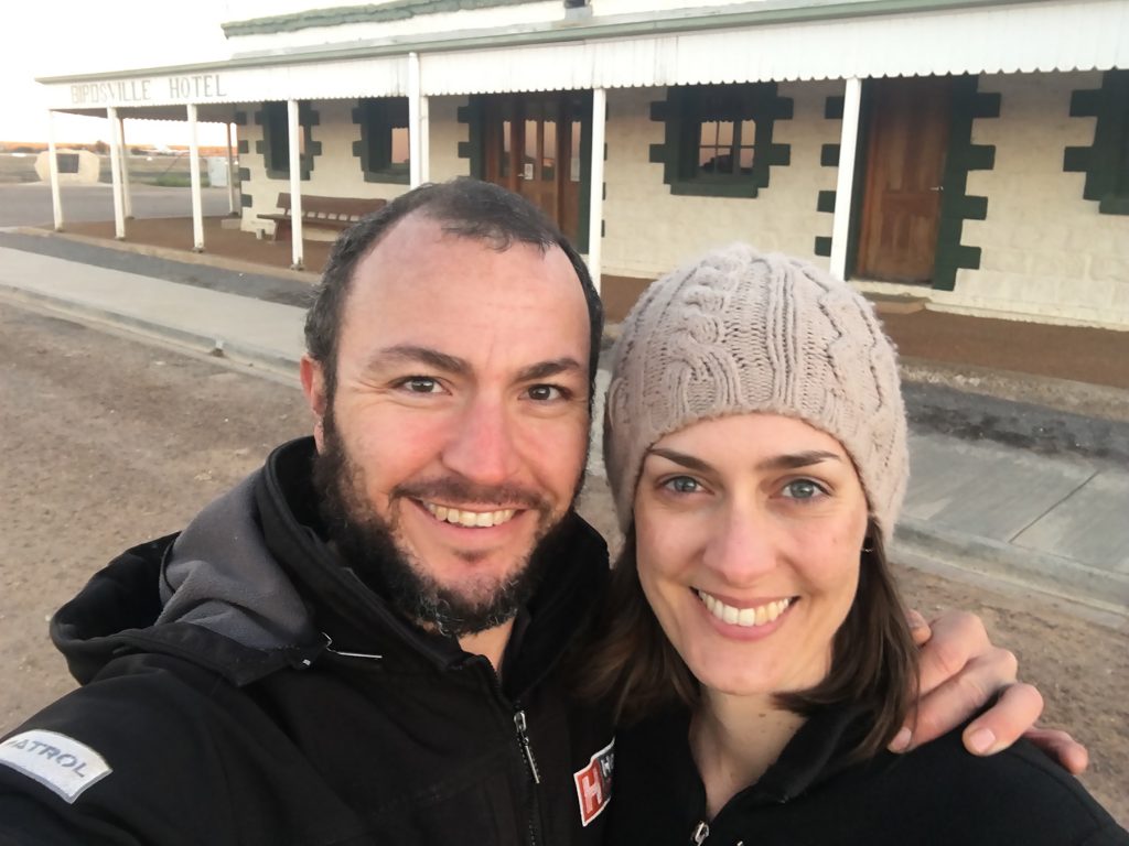 Matt and Marianne out the front of the Birdsville Hotel