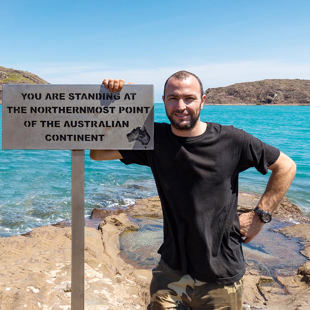 Picture of Matt at Cape York, the northernmost tip of Australia