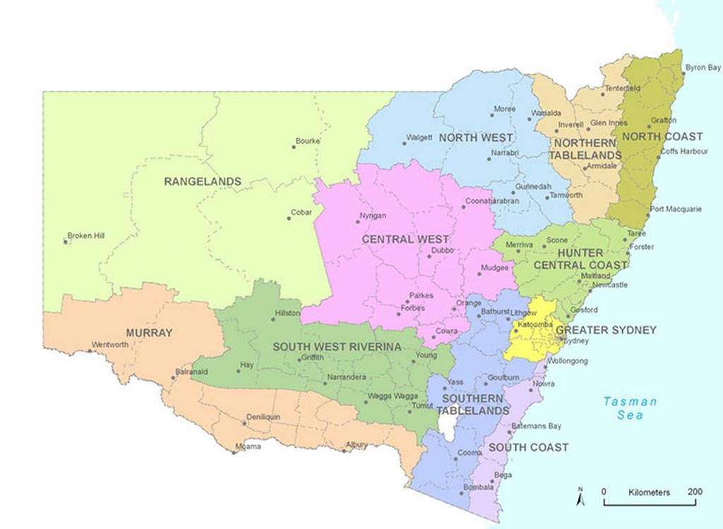 Regions of New South Wales Map