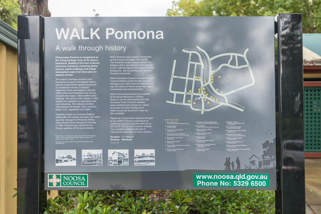 Signage for the Pomona Heritage Walk - Sunshine Coast Hinterland Towns